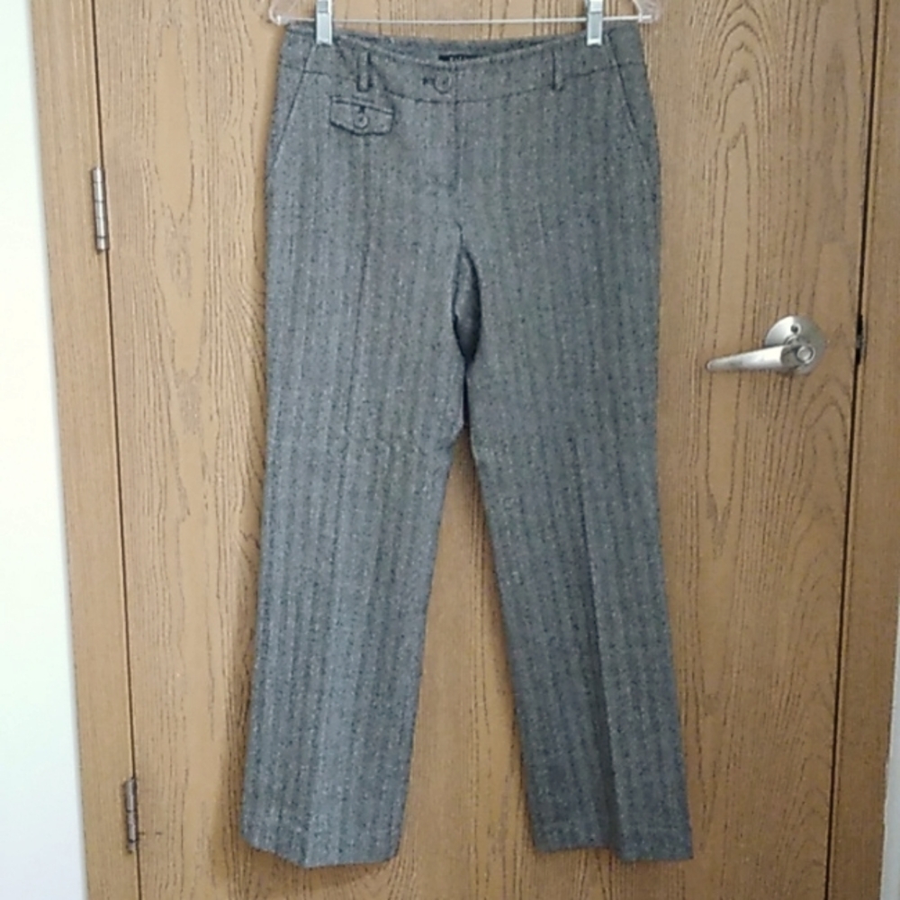 Talbots Petites Signature Flare Herringbone Black and Cream Lined Pants